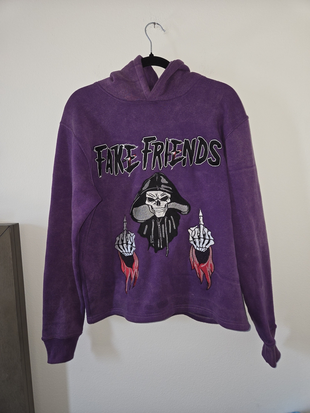 Eboniks Purple 'Fake Friends' Graphic Crewneck Sweater